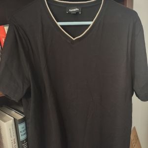 Men's large Express brand v-neck shirt.  Black with white and tan outline